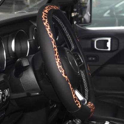 ZHOL 16 inch Steering Wheel Cover Cheetah Print, Breathable Microfiber Leather - Image 4
