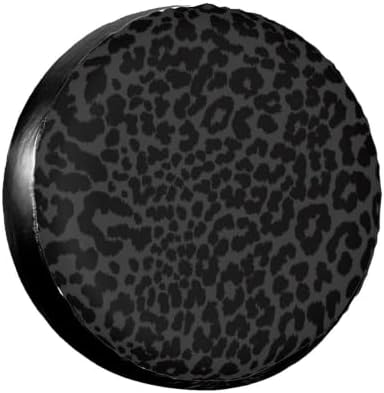 14 Inch Black Leopard Print PVC Leather Spare Tire Cover by FalePrint