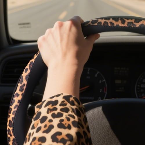 ZHOL 16 inch Steering Wheel Cover Cheetah Print, Breathable Microfiber Leather - Image 7