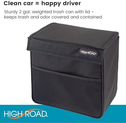 Weighted Car Trash Can with Lid, Storage Pocket and Leakproof Liner - Image 2