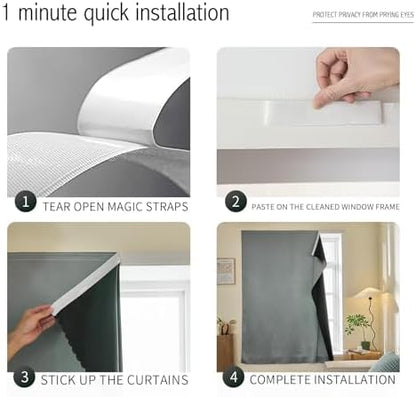 JILRON Adhesive Curtain 100% Blackout No-Drill Easy Install - Image 2