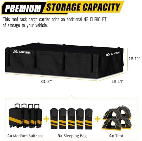 ARKSEN Extra-Wide 42 Cubic Feet Waterproof Rooftop Cargo Carrier Bag Heavy Duty - Image 6