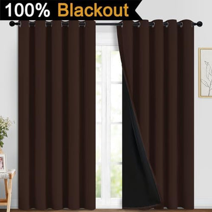 Yakamok Chocolate Brown Blackout Curtains 84 Inches Long 70" Wide, 2 Panels - Image 2