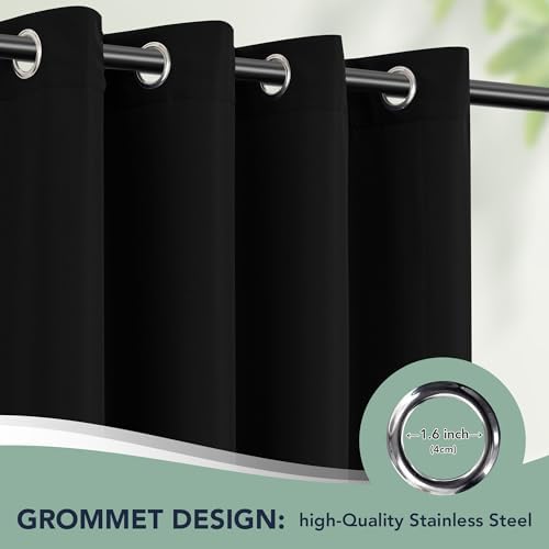 Black Outdoor Curtains for Patio Waterproof, 6 Panels 54 x 84 Inch - Image 6