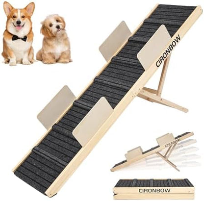 Upgraded Dog Ramp for Bed, Non-Slip Pad & Safety Baffle-6 Adjustable Height 12" by LovehomeLovelife