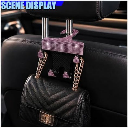 Craedli 2PCS Bling Rhinestone Car Seat Headrest Hooks, Shiny Crystal Auto - Image 3