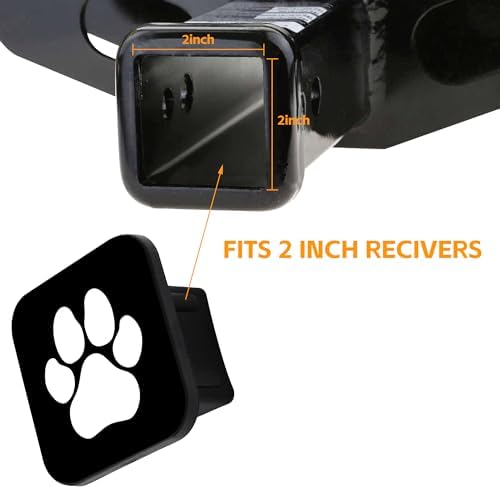 Trailer Hitch Cover, Lovely White Dog Paw on Black Hitch Cover Rubber Towing - Image 5