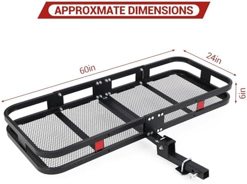 Heavy-Duty Folding Hitch Cargo Carrier 60x24x6'', 500 lbs Capacity – - Image 2