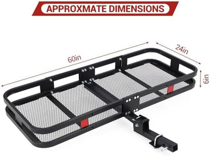 Heavy-Duty Folding Hitch Cargo Carrier 60x24x6'', 500 lbs Capacity – - Image 2