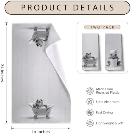 2 Pcs Funny Frog Hand Towels for Bathroom Decor, Gifts for Women & Kids - Image 2