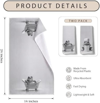2 Pcs Funny Frog Hand Towels for Bathroom Decor, Gifts for Women & Kids - Image 2