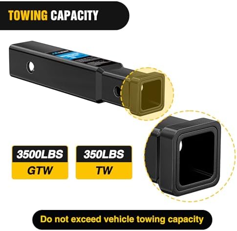 Nilight Trailer Hitch Receiver Extender Adapter | 2" to 1-1/4" Hitch Adapter - Image 6