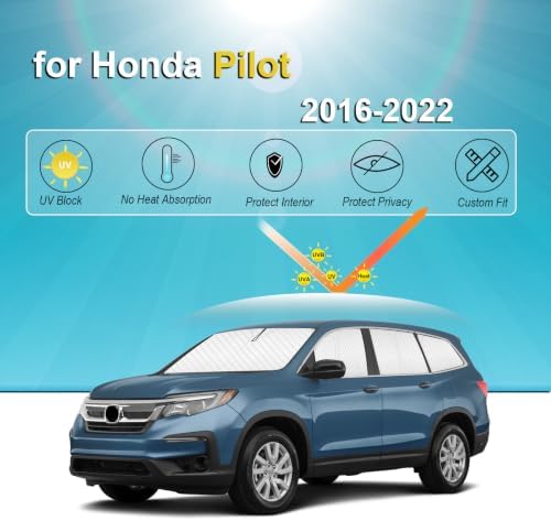 KMF 8pcs Thicken Sun Shades for Honda Pilot 2016-2022 Accessories, Custom Fit - Image 2