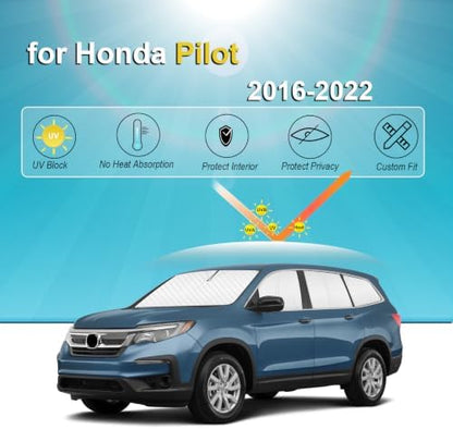KMF 8pcs Thicken Sun Shades for Honda Pilot 2016-2022 Accessories, Custom Fit - Image 2