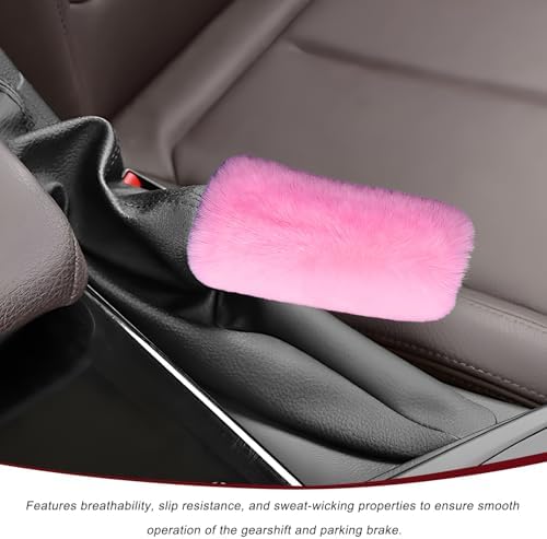 2PCS Fluffy Car Gear Shift Knob & Handbrake Cover, Comfortable Plush Shifter - Image 3