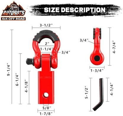 AUTOBOTS Tow Hitch Receiver 2" Shackle Hitch Receiver Red- Red - Image 4