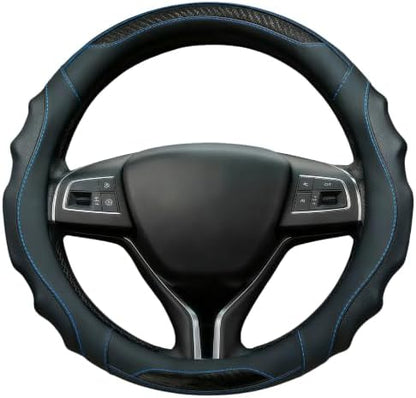 Leather Car Steering Wheel Cover, 14.5-15Inch Anti-Slip Steering Wheel Cover by TRROCC