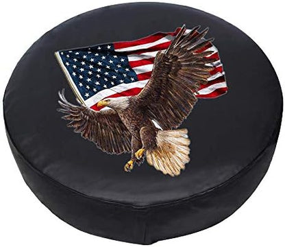 American Eagle USA Flag Spare Tire Cover PVC Leather Fit RV SUV - Image 2
