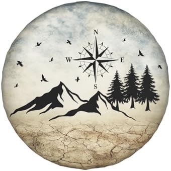Nature Mountain Land Spare Tire Cover Compass Wheel Covers 17 Inch - Image 2