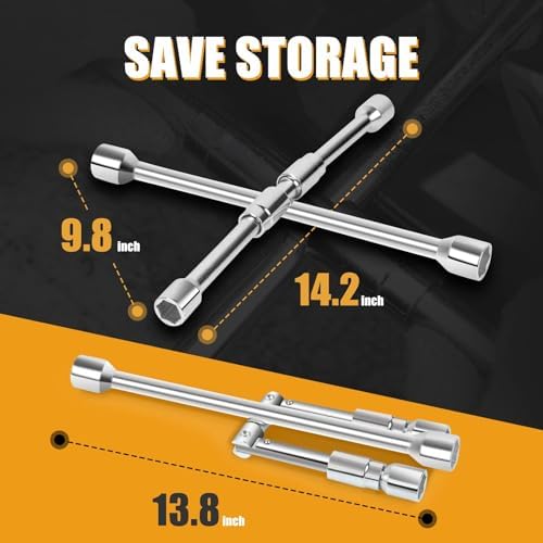 MIKKUPPA 4 Way Folding Lug Wrench, 4 Way Sliding Wheel Lug Nut Wrench - Image 2