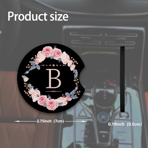 2pcs Letter B Car Coasters, Absorbent Universal neoprener Cup Holder Coasters - Image 3