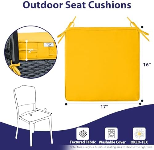 IPYNBAP Outdoor Chair Cushions Set of 4 -Waterproof Outdoor Seat Cushions - Image 6