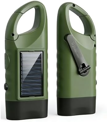 2 Packs Hand Crank Solar LED Emergency Flashlight, No Battery Required by EKNBKE