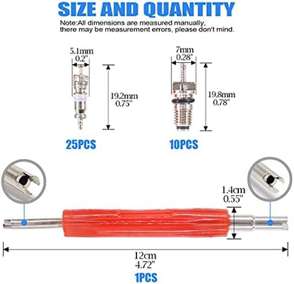 Glarks 36Pcs Car Air Conditioner Valve Core Schrader Valve Cores Accessories - Image 2