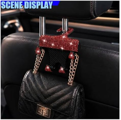 Craedli 2PCS Bling Rhinestone Car Seat Headrest Hooks, Shiny Crystal Auto - Image 3