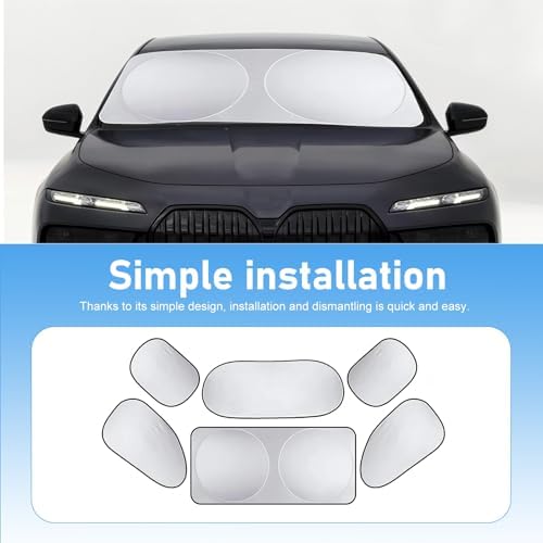 6 PCS Car Window Glass Sunshade Kit, Reflective Sun Blocking & Heat Insulation - Image 6