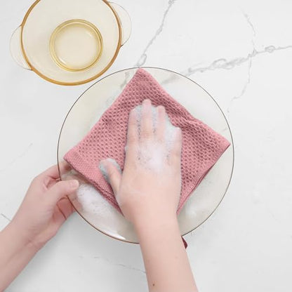 Homaxy 100% Cotton Waffle Weave Kitchen Dish Cloths 24-Pack, Dried Rose - Image 4