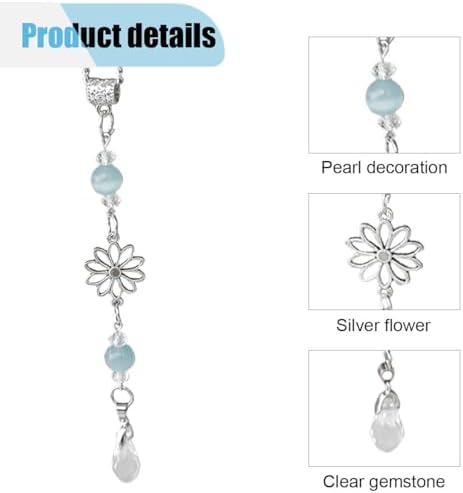 Flower Car Rear View Mirror Pendant, Bling Crystal Car Interior Decoration - Image 3