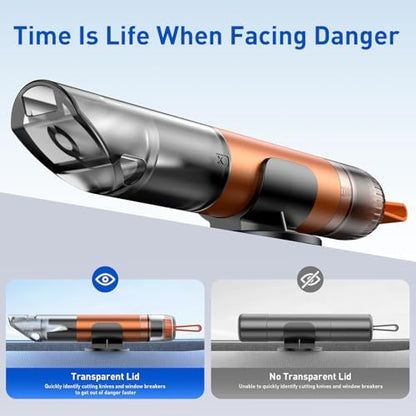 Car Safety Hammer Seatbelt Cutter and Survival Whistle Safe Transparent - Image 2