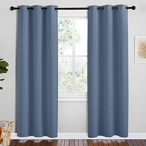 NICETOWN Short Curtains for Kitchen, 1 Pair, 42 x 78-inch, Stone Blue by NICETOWN