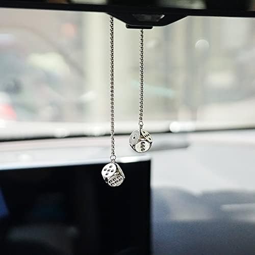 Creative Hanging Dice with Dots Car Metal Pendant Rear View Mirrors Charms - Image 2