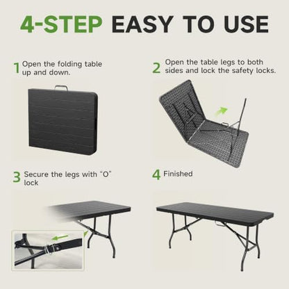 Heavy Duty Folding Table, Sturdy Portable Foldable Table - Image 7