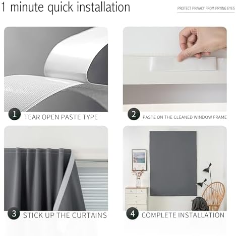 Stick On Blackout Curtains No Drill Required Self Adhesive Window Coverings - Image 3
