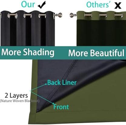 Yakamok Olive Green 100% Blackout Curtains 84 Inches Long 52" Wide 2 Panels - Image 4