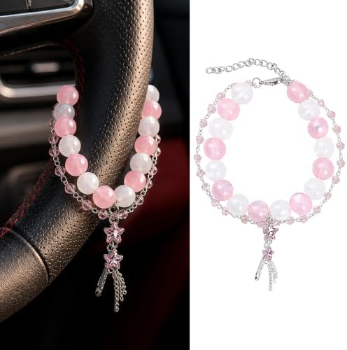 Steering Wheel Rosary, Star Rosary Rear View Mirror Charm Crystal Decor by CRASHOT