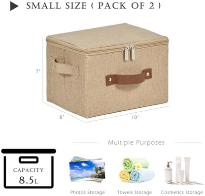 2PCS Storage Bins with Zipper Lids Decorative Lidded Basket Box - Image 3