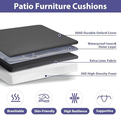 IPYNBAP Outdoor Chair Cushions Set of 4 -Waterproof Outdoor Seat Cushions - Image 2