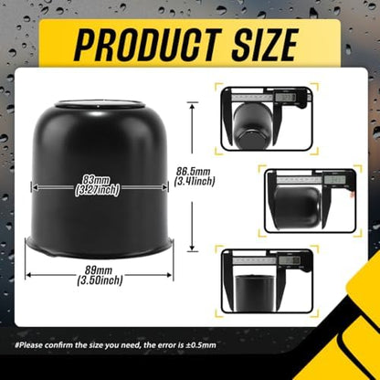 4Pcs 3.27" Stainless Trailer Wheel Center Caps, 3.41" H Matte Black - Image 3