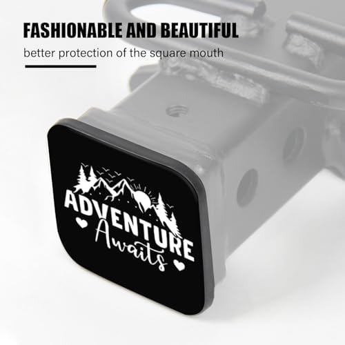 Trailer Hitch Cover, Adventure Awaits Mountain Sunse Hitch Cover Rubber Towing - Image 4