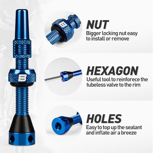 BWSHLF Tubeless Presta Valve Stem 40/44/55/60/65/70/80/100 mm, Super Light - Image 2