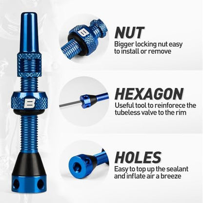 BWSHLF Tubeless Presta Valve Stem 40/44/55/60/65/70/80/100 mm, Super Light - Image 2