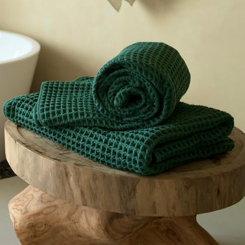 Luxury Organic Japanese Cotton Waffle Bath Towel | Thick, Quick Dry Bathroom by KOSMU