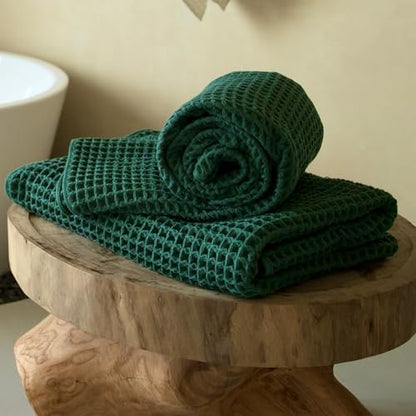 Luxury Organic Japanese Cotton Waffle Bath Towel | Thick, Quick Dry Bathroom by KOSMU