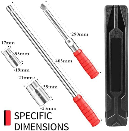 4 Way Lug Wrench, Extended Tire Iron, 1/2" Drive, 17/19mm & 21/23mm - Image 3
