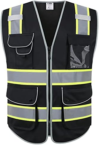 JKSafety Safety Vest for Men Women Reflective Hi Vis JK901 Black 4XL by JKSafety