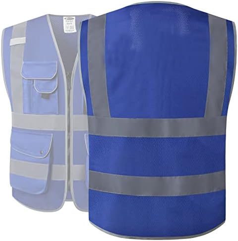 JKSafety Safety Vest for Men Women Reflective Hi Vis JK159 Blue 4XL - Image 2